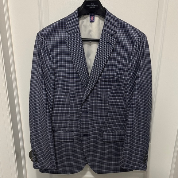 Men's Navy Checkered Blazer